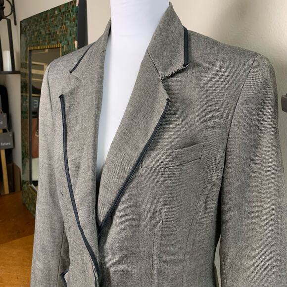 Kasper Size 10 Women's Blazer Jacket Gray with Black Trim Career Work - Picture 4 of 13